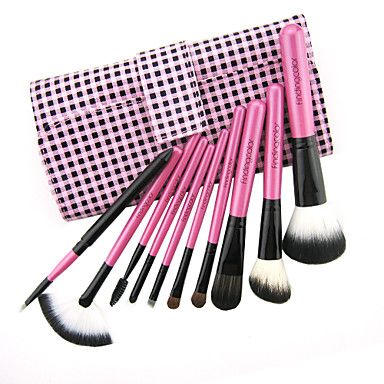 kit de pincéis rosa e preto (10 peças)