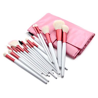 kit de pincéis rosa com 18 peças