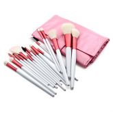 kit de pincéis rosa com 18 peças