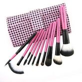 kit de pincéis rosa e preto (10 peças)